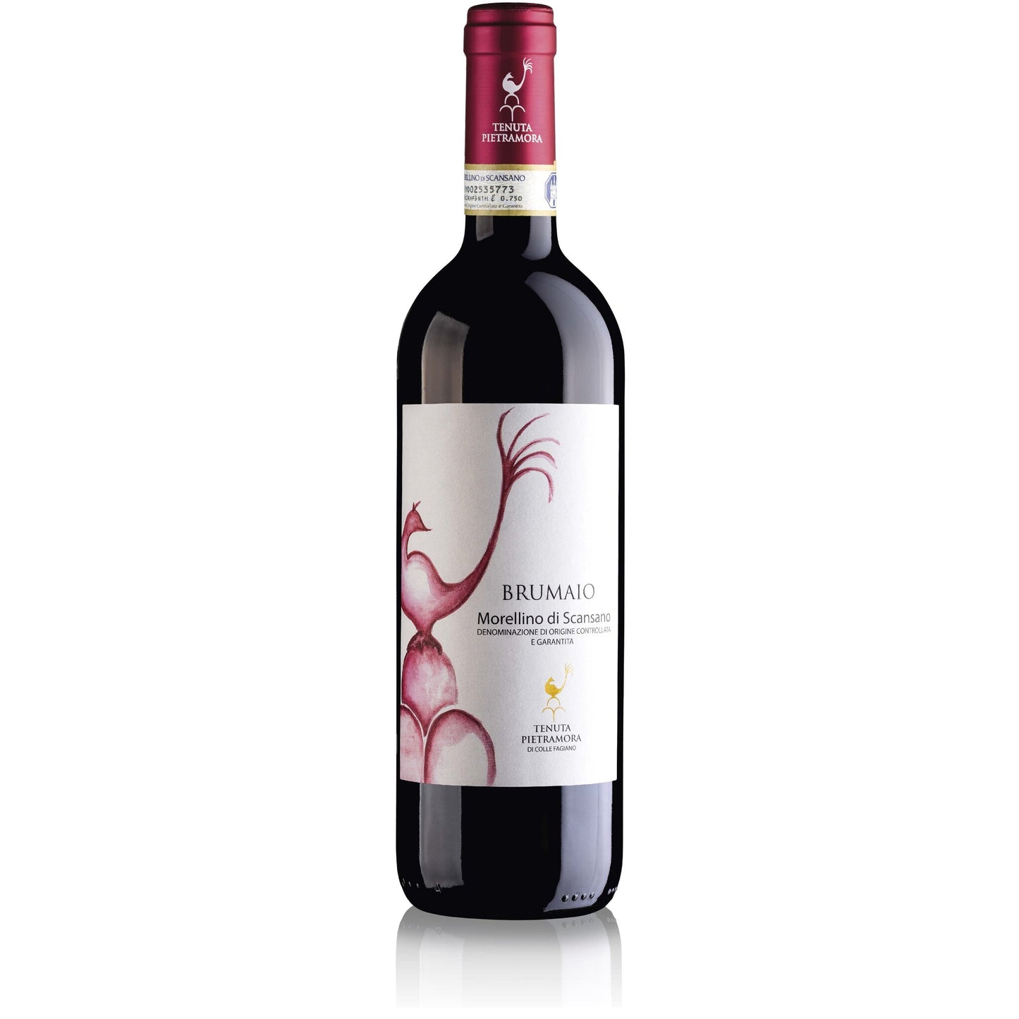Bottiglia di Brumaio morellino di Scansano DOCG, vino rosso italiano della regione Tuscany di Tenuta Pietramora di Colle Fagiano
