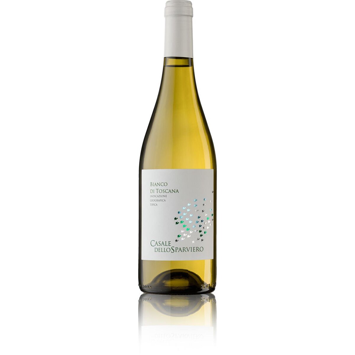 Bottiglia di Bianco di toscana IGT, vino bianco italiano della regione Tuscany di Casale dello sparviero