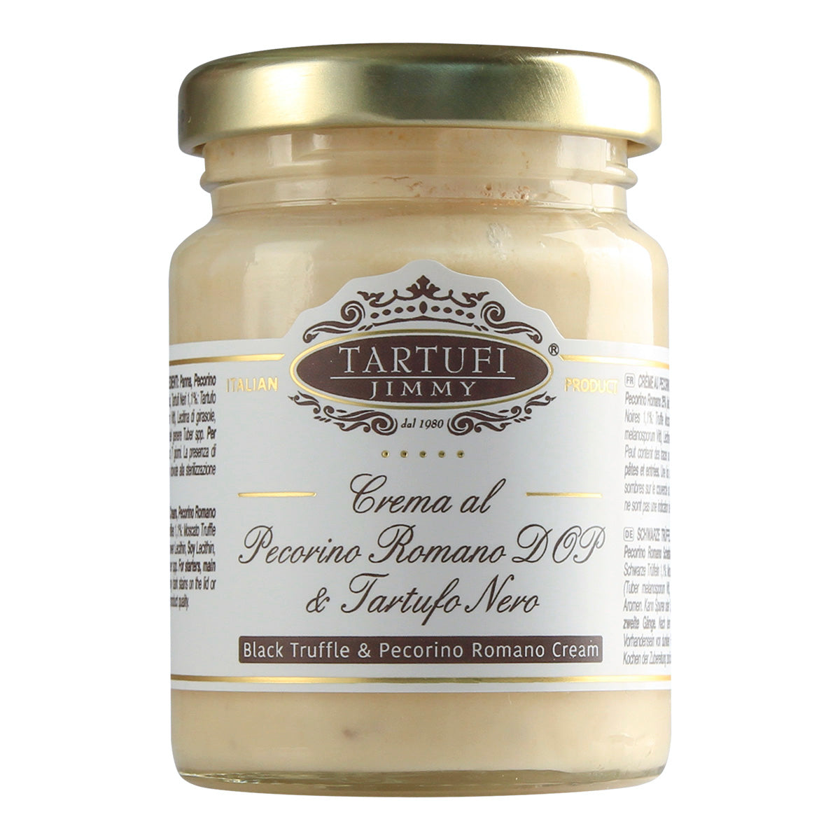 Confezione orientativa di Crema al pecorino romano DOP e tartufo nero de Tartufi Jimmy, Italia