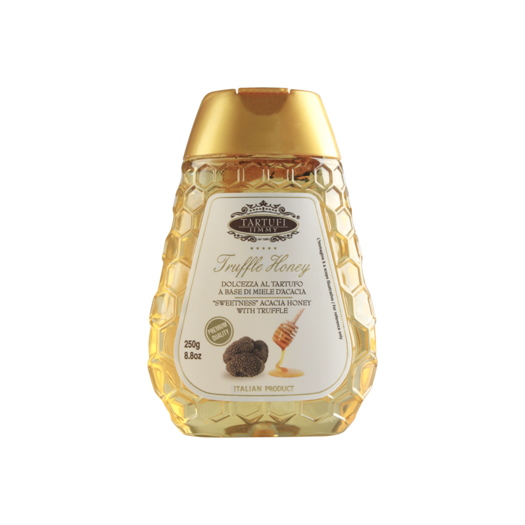 Confezione orientativa di Dolccezza al tartufo estivo a base di miele di acacia de Tartufi Jimmy, Italia