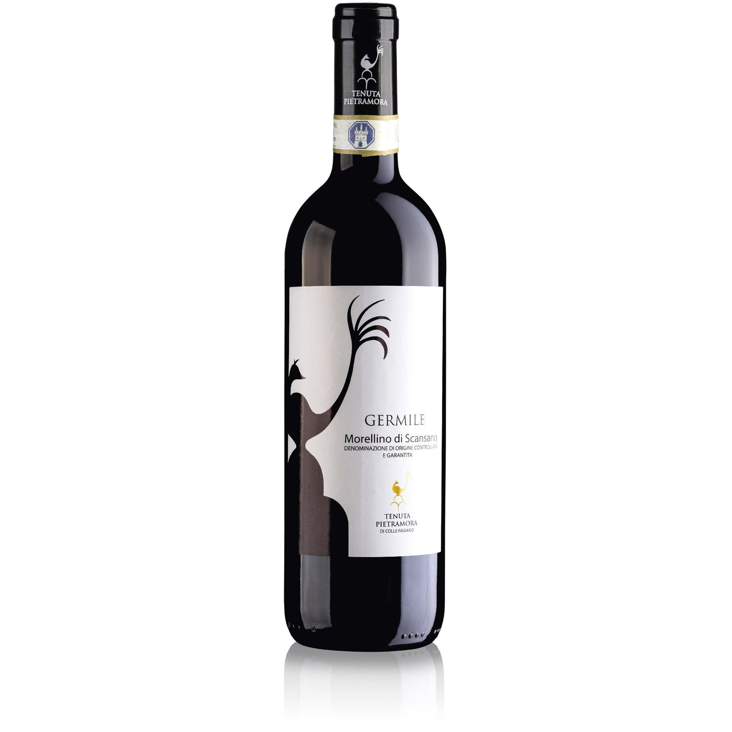 Bottiglia di Germile morellino di Scansano DOCG, vino rosso italiano della regione Tuscany di Tenuta Pietramora di Colle Fagiano