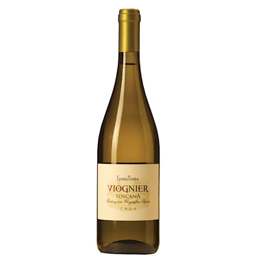 Bottiglia di Fonte tinta viognier di toscana IGT, vino bianco italiano della regione Tuscany di Agricola i lecci