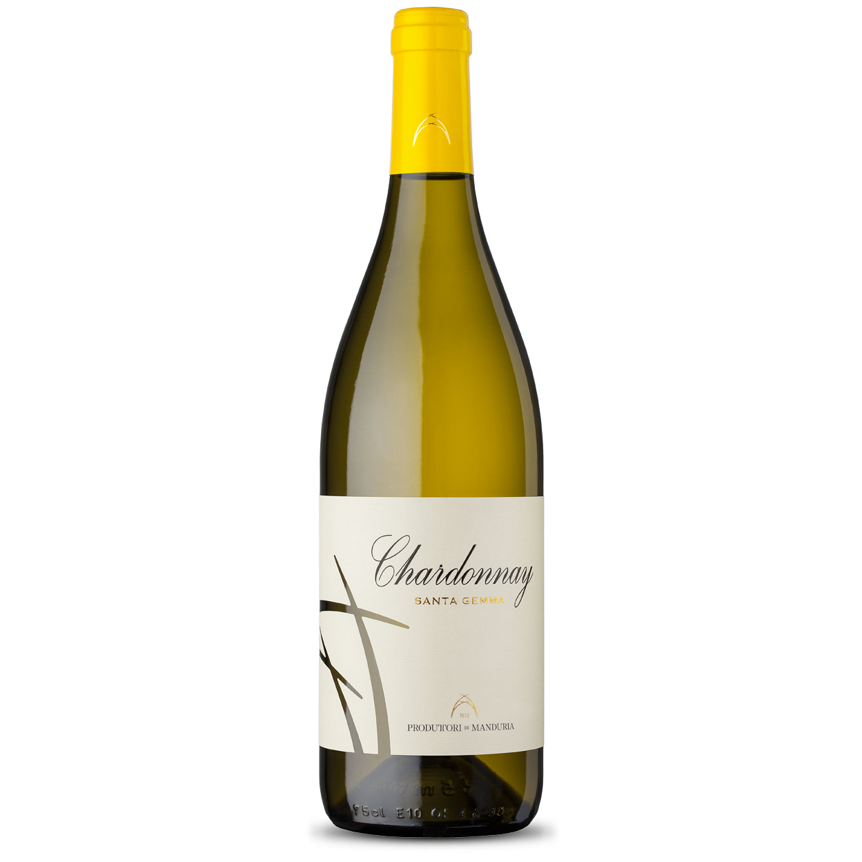 Bottiglia di Santa Gemma Salento IGP Chardonnay, vino bianco italiano della regione Puglia di Produttori di Manduria