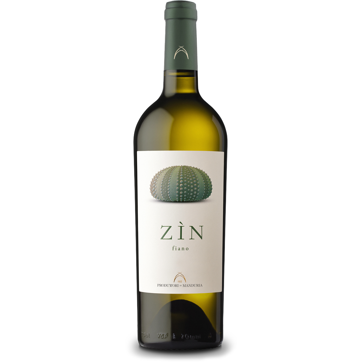 Bottiglia di Zìn Salento IGP Fiano, vino bianco italiano della regione Puglia di Produttori di Manduria