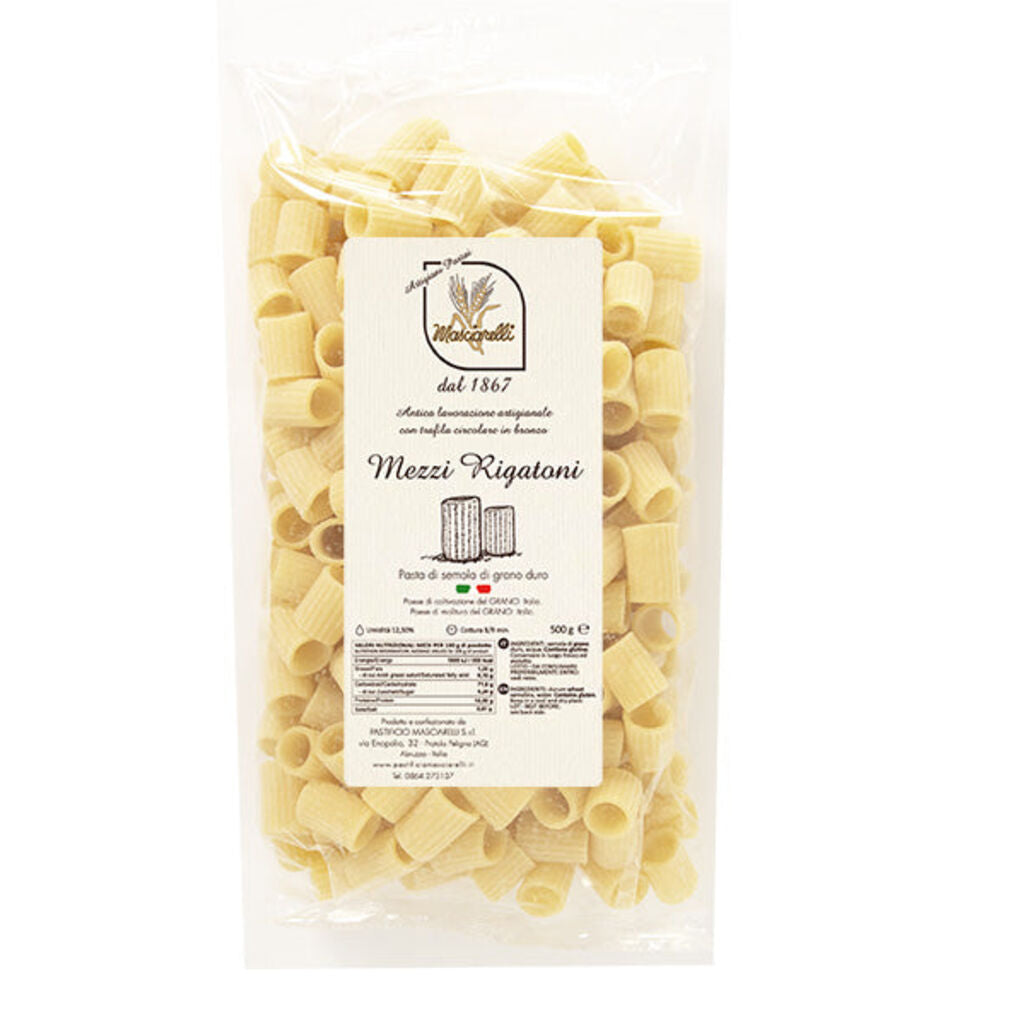 Confezione orientativa di Mezzi rigatoni di Pastificio Masciarelli