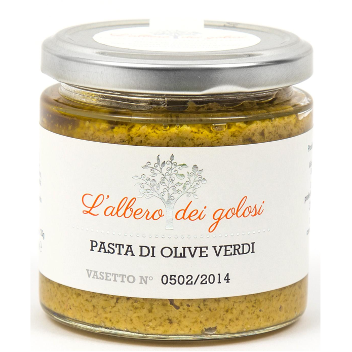 Confezione orientativa di Patè di olive verdi de l'Albero dei golosi, Italia