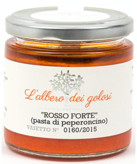 Confezione orientativa di Patè "Rosso Forte" con peperoncini piccanti de l'Albero dei golosi, Italia