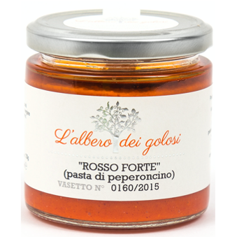 Confezione orientativa di Patè "Rosso Forte" con peperoncini piccanti de l'Albero dei golosi, Italia