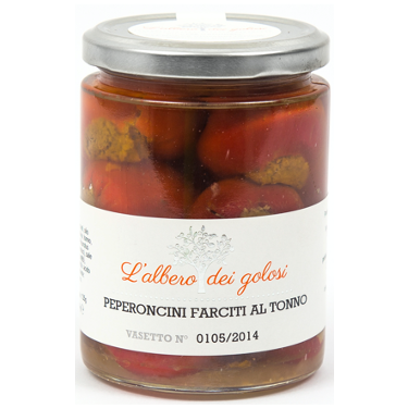Confezione orientativa di Peperoncini farciti al tonno de l'Albero dei golosi, Italia