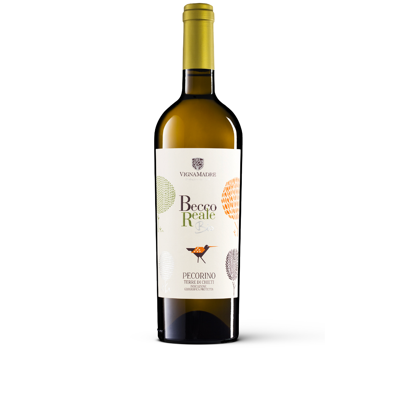 Bottiglia di Becco Reale Pecorino IGP, vino bianco italiano della regione Abruzzo di Fam. Di Carlo