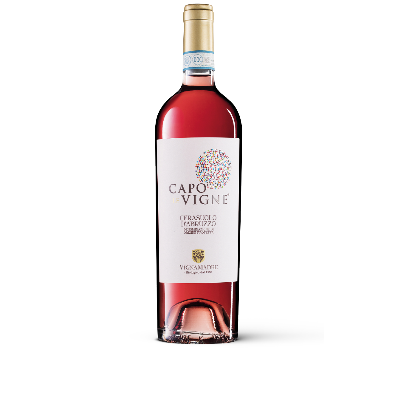 Bottiglia di Capo Le Vigne Cerasuolo d'Abruzzo DOC, vino rosato italiano della regione Abruzzo di Fam. Di Carlo