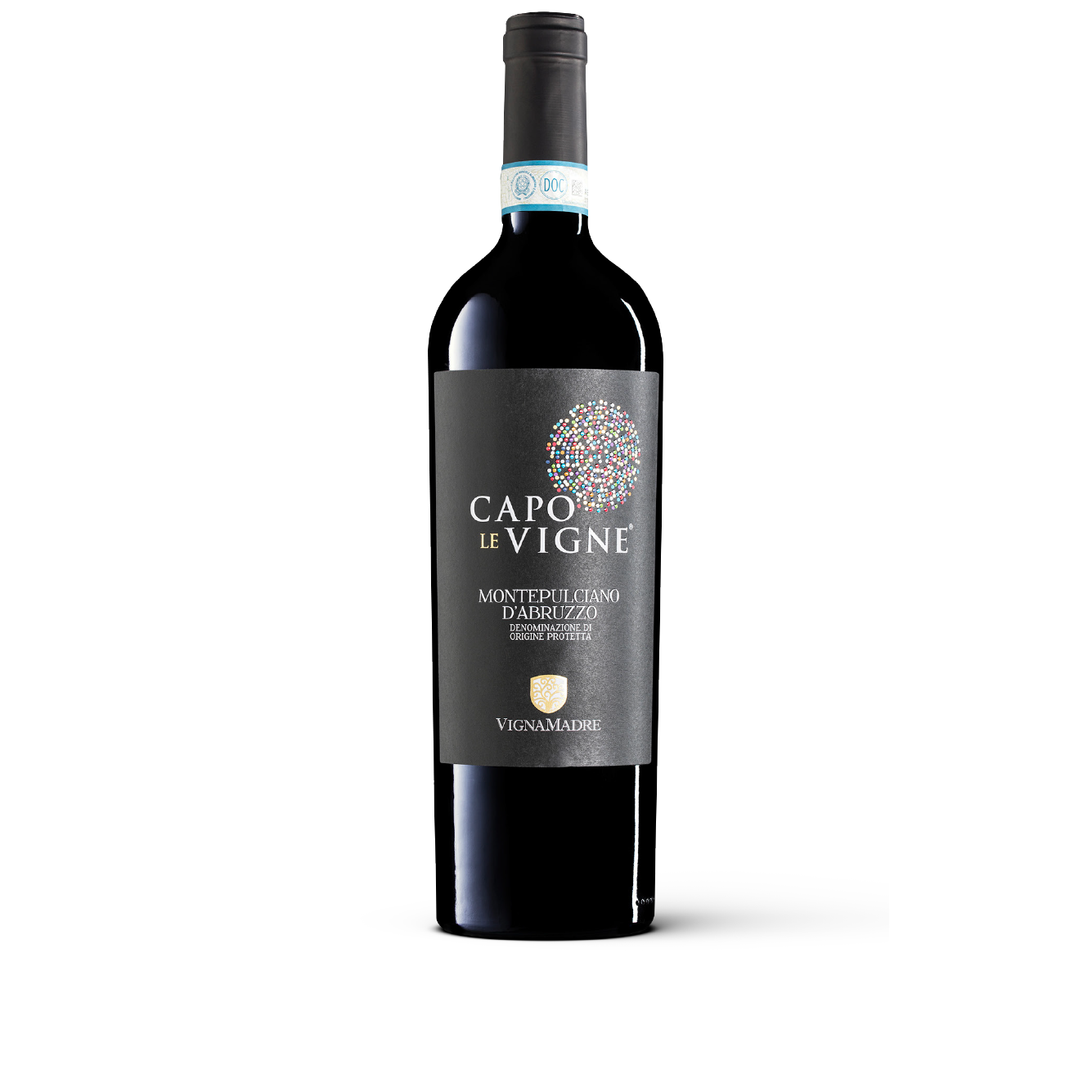 Bottiglia di Capo Le Vigne Montepulciano DOC, vino rosso italiano della regione Abruzzo di Fam. Di Carlo