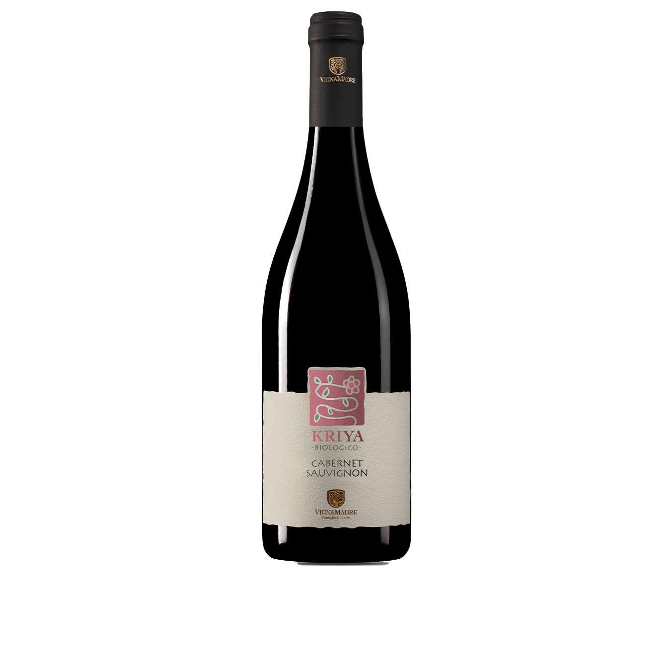 Bottiglia di Kriya BioVegan Cabernet Sauvignon IGP, vino rosso italiano della regione Abruzzo di Fam. Di Carlo
