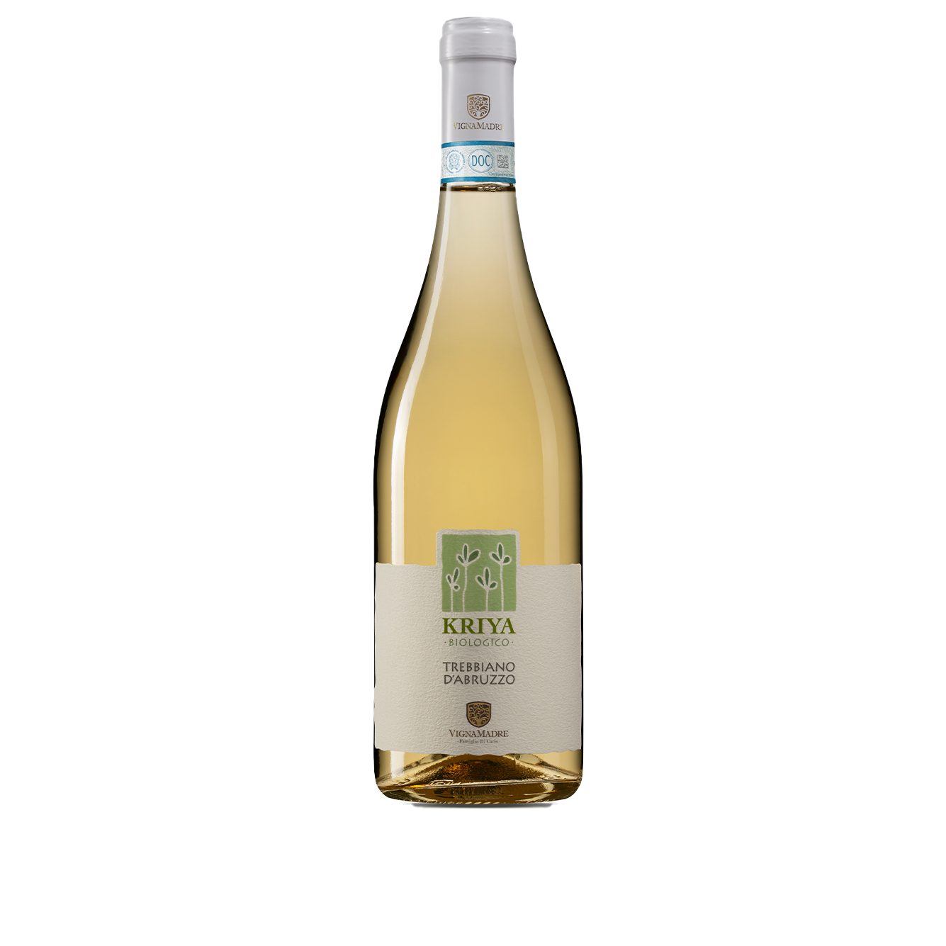 Bottiglia di Kriya BioVegan Trebbiano d'Abruzzo, vino bianco italiano della regione Abruzzo di Fam. Di Carlo