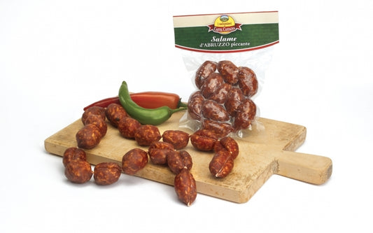 Confezione orientativa di Salamini piccanti tipo diavoletti del I salumieri di Castel Castagna, Italia
