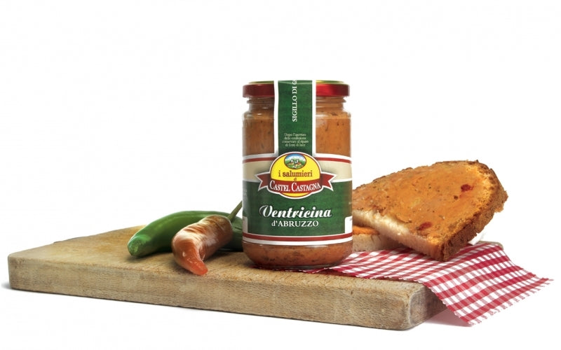 Confezione orientativa di Ventricina teramana in vaso del I salumieri di Castel Castagna, Italia