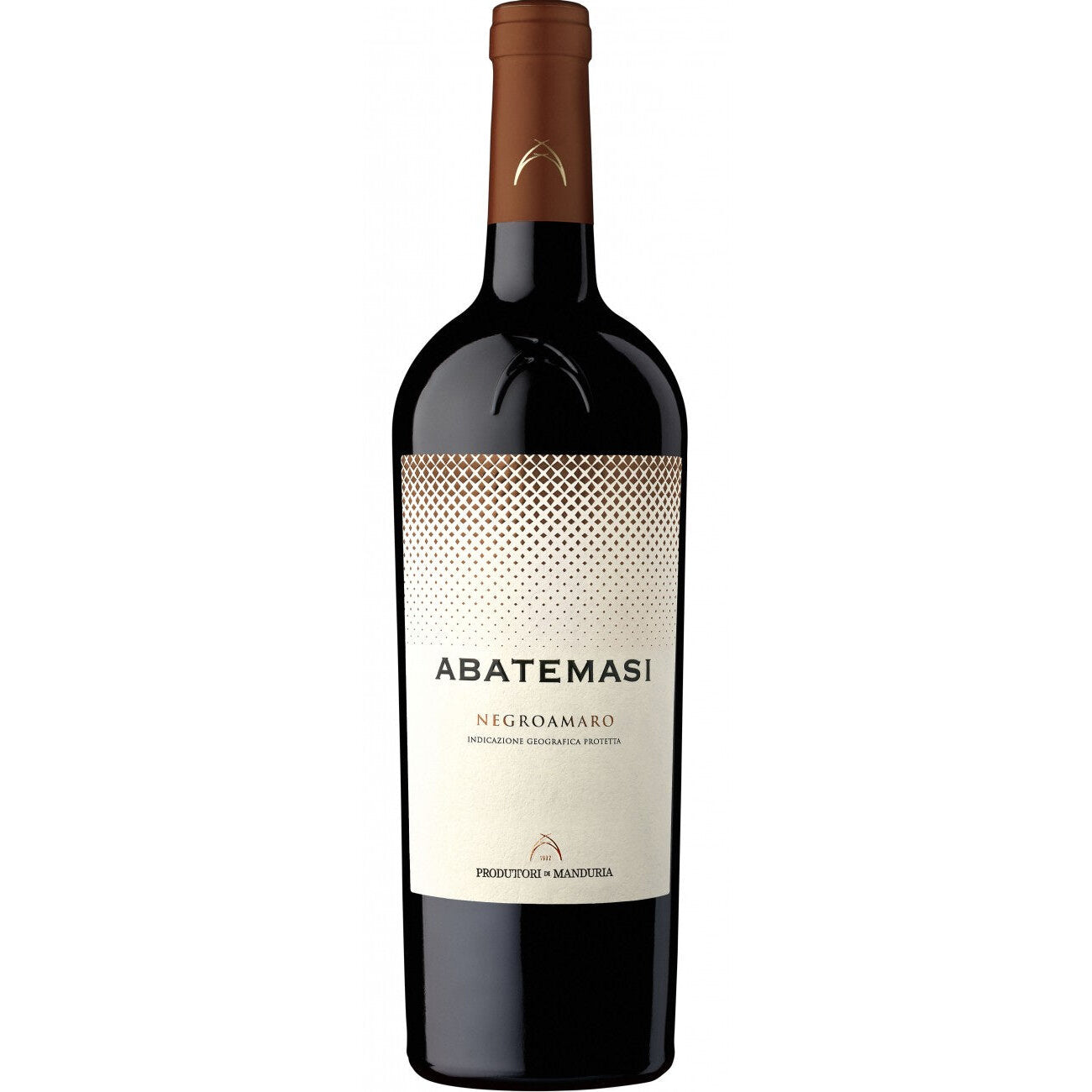 Bottiglia di Abatemasi Negroamaro IGT Salento, vino rosso italiano della regione Puglia di Produttori di Manduria