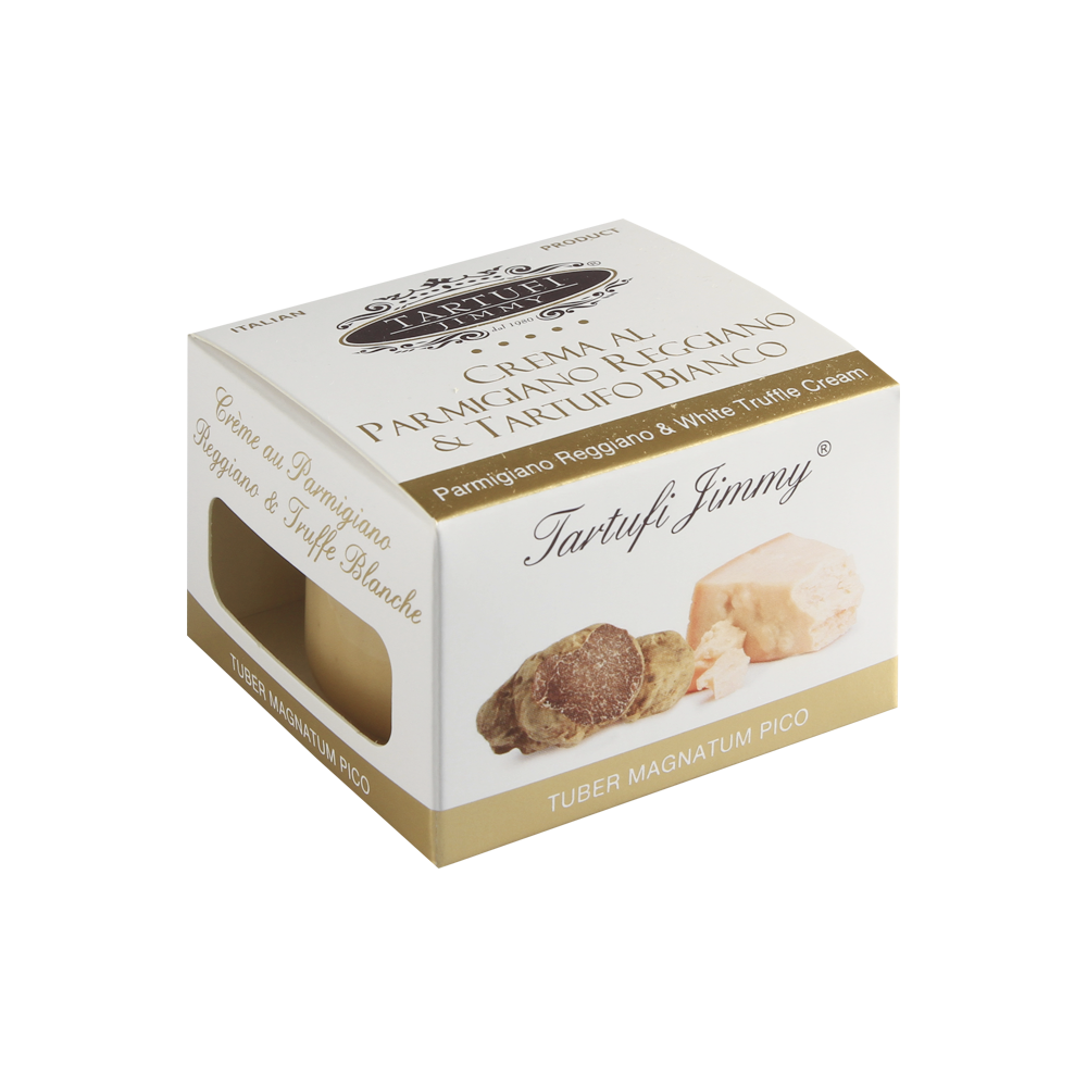 Confezione orientativa di Crema al parmigiano reggiano DOP e tartufo bianco de Tartufi Jimmy, Italia