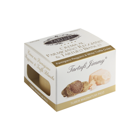 Confezione orientativa di Crema al parmigiano reggiano DOP e tartufo bianco de Tartufi Jimmy, Italia