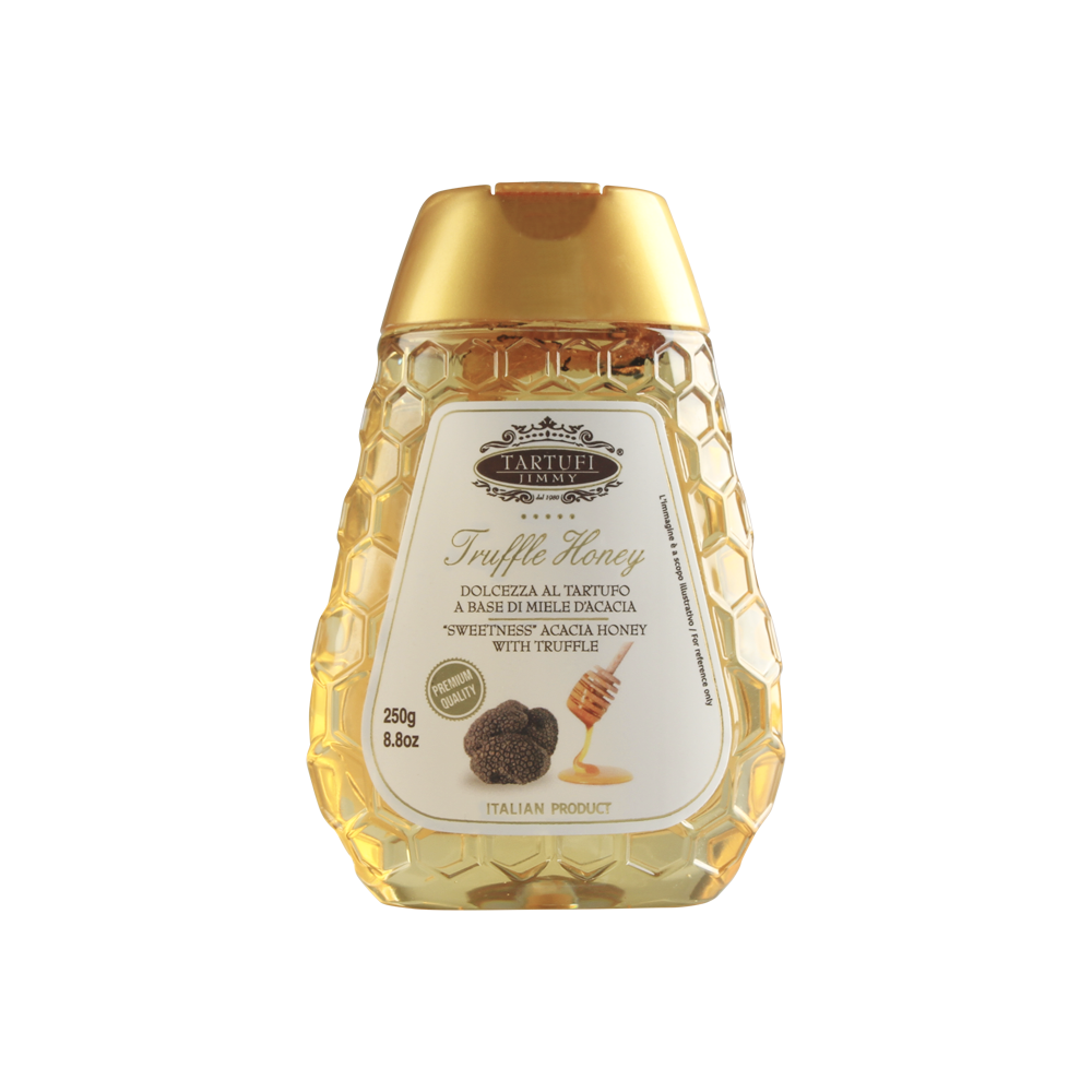Confezione orientativa di Dolccezza al tartufo estivo a base di miele di acacia de Tartufi Jimmy, Italia