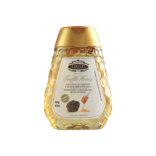 Confezione orientativa di Dolccezza al tartufo estivo a base di miele di acacia de Tartufi Jimmy, Italia