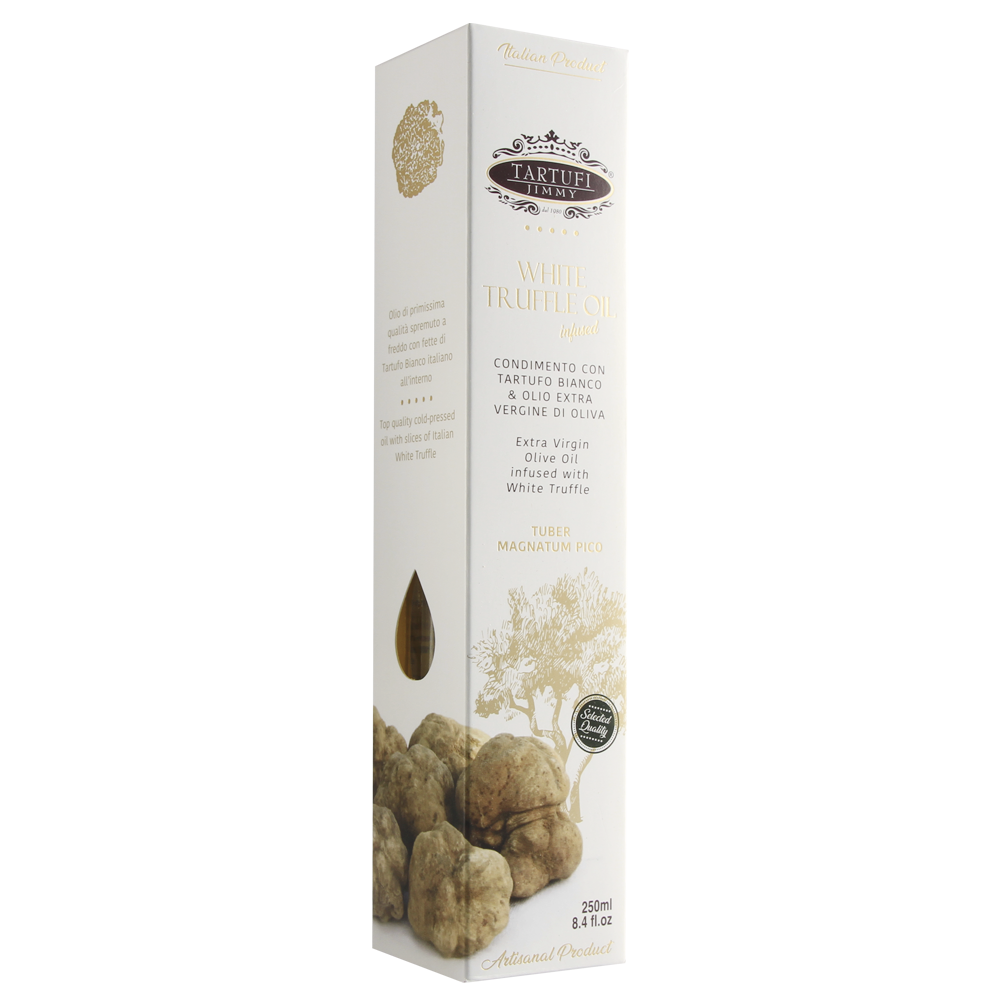 Confezione orientativa di Olio extravergine d'oliva al tartufo bianco de Tartufi Jimmy, Italia