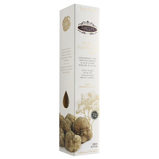Confezione orientativa di Olio extravergine d'oliva al tartufo bianco de Tartufi Jimmy, Italia