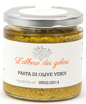 Confezione orientativa di Patè di olive verdi de l'Albero dei golosi, Italia